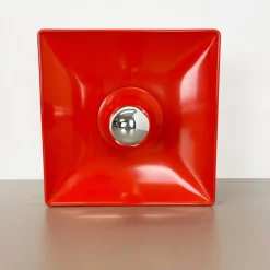 Discount Pamono Minimalist Pop Art Red Orange Metal Wall Light from Sölken Lights, Germany, 1970s