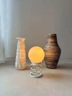 Clearance Pamono Minimalist Spiral Table Lamp with Frosted Glass Shade, 1980s
