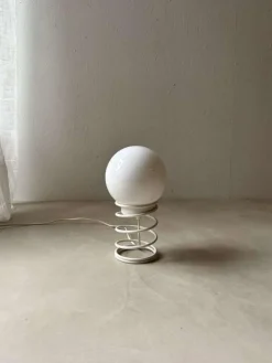 Clearance Pamono Minimalist Spiral Table Lamp with Frosted Glass Shade, 1980s