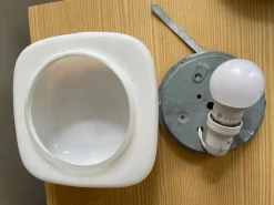 Clearance Pamono Minimalist White Opaline Glass Flush Mount, 1970s