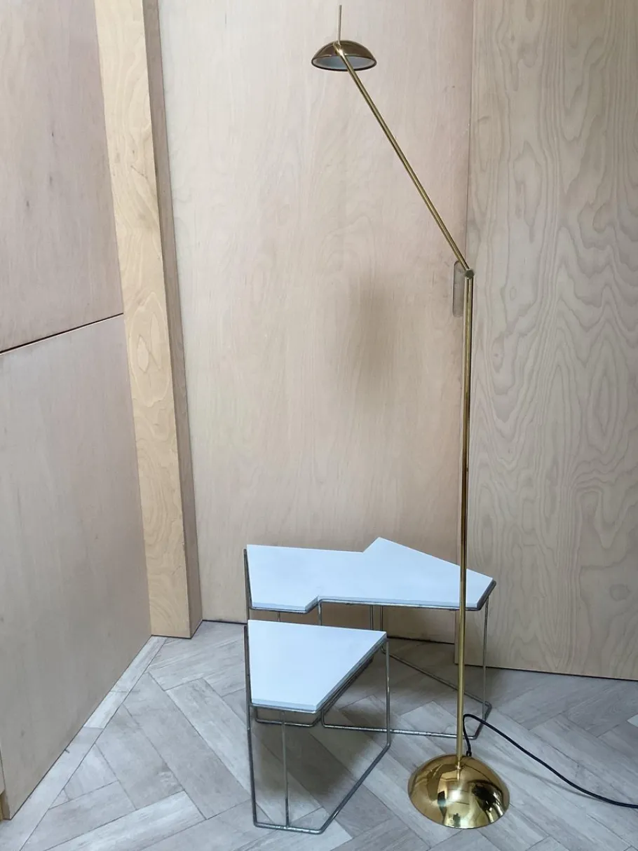 Hot Pamono Minimalistic Brass Floor Lamp from Temde, 1980s