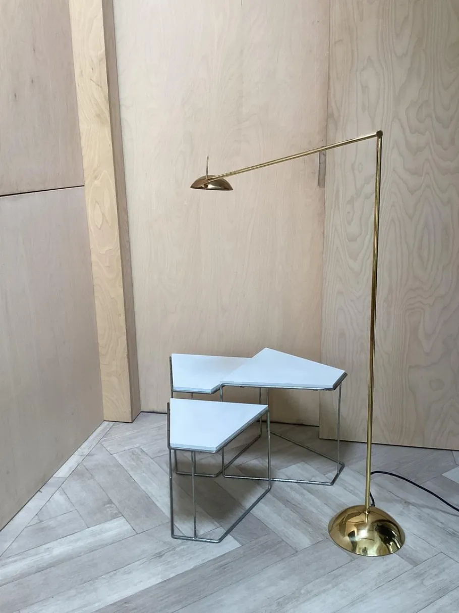 Hot Pamono Minimalistic Brass Floor Lamp from Temde, 1980s