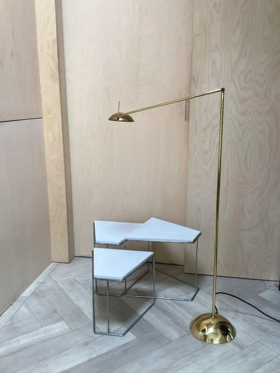 Hot Pamono Minimalistic Brass Floor Lamp from Temde, 1980s