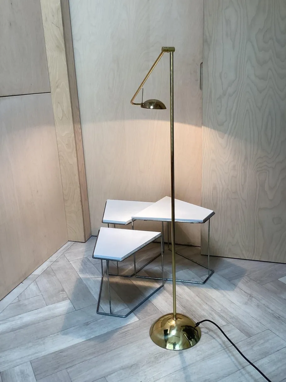 Hot Pamono Minimalistic Brass Floor Lamp from Temde, 1980s