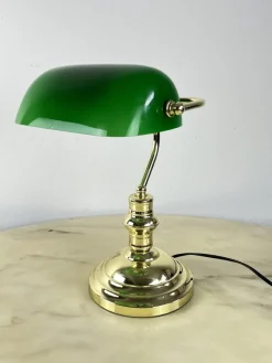 Hot Pamono Ministerial Lamp in Golden Metal and Colored Glass, Italy, 1980s