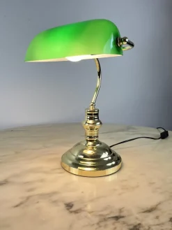Hot Pamono Ministerial Lamp in Golden Metal and Colored Glass, Italy, 1980s