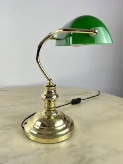 Hot Pamono Ministerial Lamp in Golden Metal and Colored Glass, Italy, 1980s