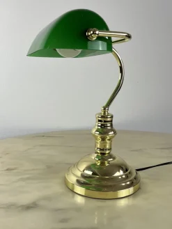 Hot Pamono Ministerial Lamp in Golden Metal and Colored Glass, Italy, 1980s