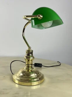 Hot Pamono Ministerial Lamp in Golden Metal and Colored Glass, Italy, 1980s