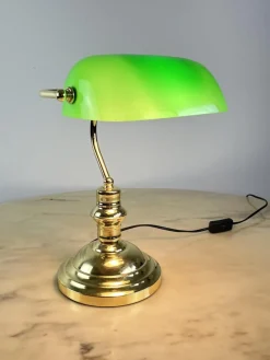 Hot Pamono Ministerial Lamp in Golden Metal and Colored Glass, Italy, 1980s