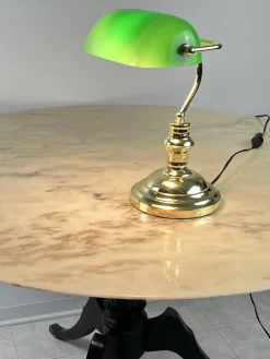 Hot Pamono Ministerial Lamp in Golden Metal and Colored Glass, Italy, 1980s