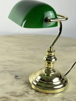 Hot Pamono Ministerial Lamp in Golden Metal and Colored Glass, Italy, 1980s