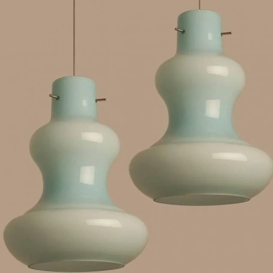 Clearance Pamono Mint Murano Glass Pendant Lights attributed to Massimo Vignelli for Venini, 1960s, Set of 2