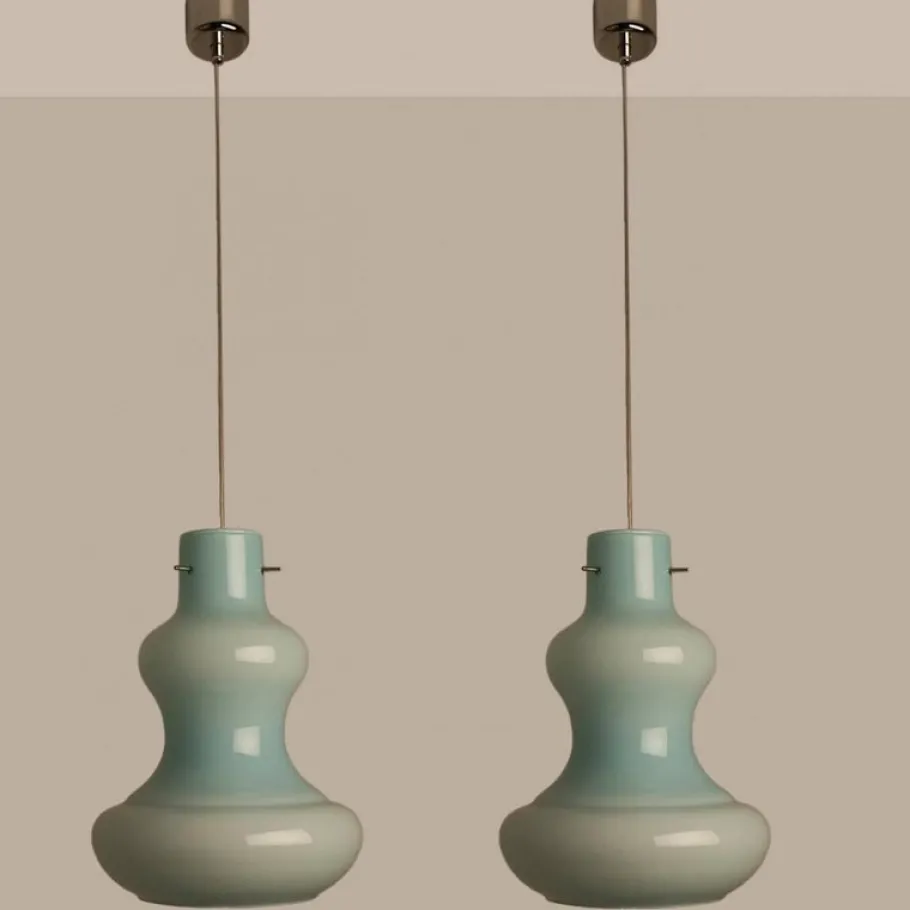 Clearance Pamono Mint Murano Glass Pendant Lights attributed to Massimo Vignelli for Venini, 1960s, Set of 2