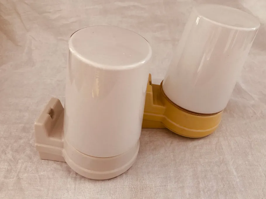 Discount Pamono Model 6070 Wall Lights in Yellow Porcelain and Opaline Glass by Sigvard Bernadotte for Ifö, 1960s, Set of 2