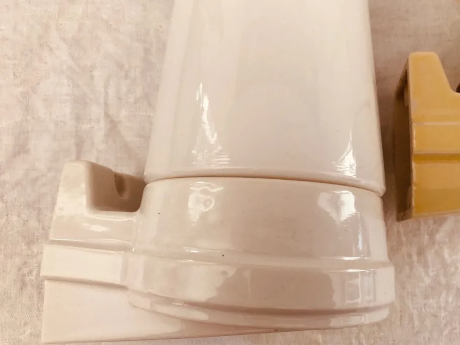 Discount Pamono Model 6070 Wall Lights in Yellow Porcelain and Opaline Glass by Sigvard Bernadotte for Ifö, 1960s, Set of 2