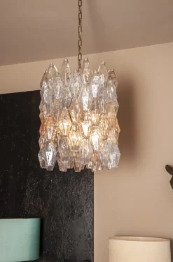 Discount Pamono Model Poliedri Chandelier by Carlo Scarpa for Venini, 1955