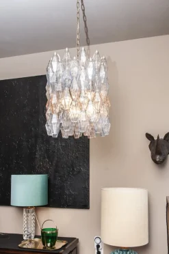 Discount Pamono Model Poliedri Chandelier by Carlo Scarpa for Venini, 1955