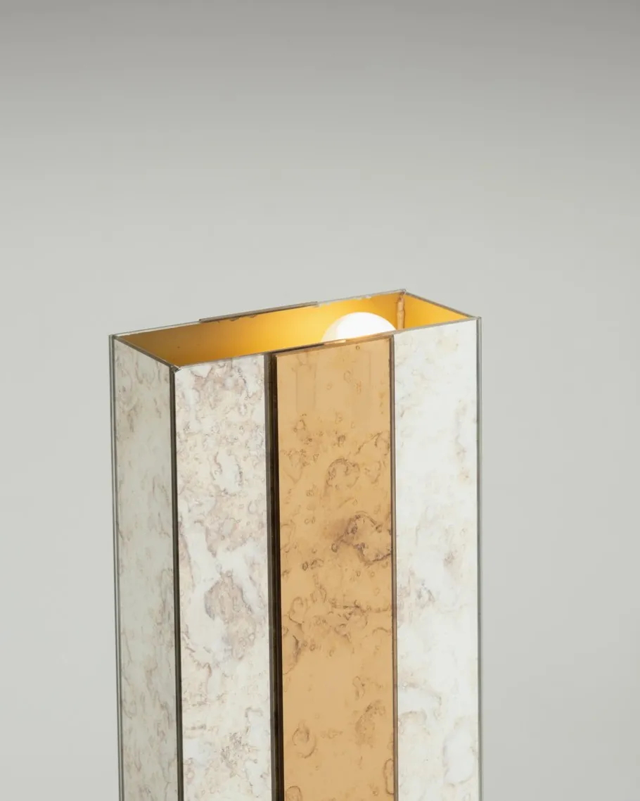 Outlet Pamono Modern Brass and Mirror Floor Lamp, 1970s