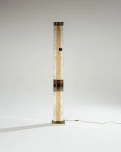 Outlet Pamono Modern Brass and Mirror Floor Lamp, 1970s