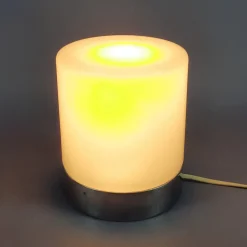 Outlet Pamono Modern Cylindrical Table Lamp in White Glass with Chrome Metal Base, 1970s