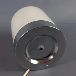 Outlet Pamono Modern Cylindrical Table Lamp in White Glass with Chrome Metal Base, 1970s