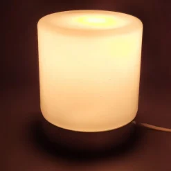 Outlet Pamono Modern Cylindrical Table Lamp in White Glass with Chrome Metal Base, 1970s