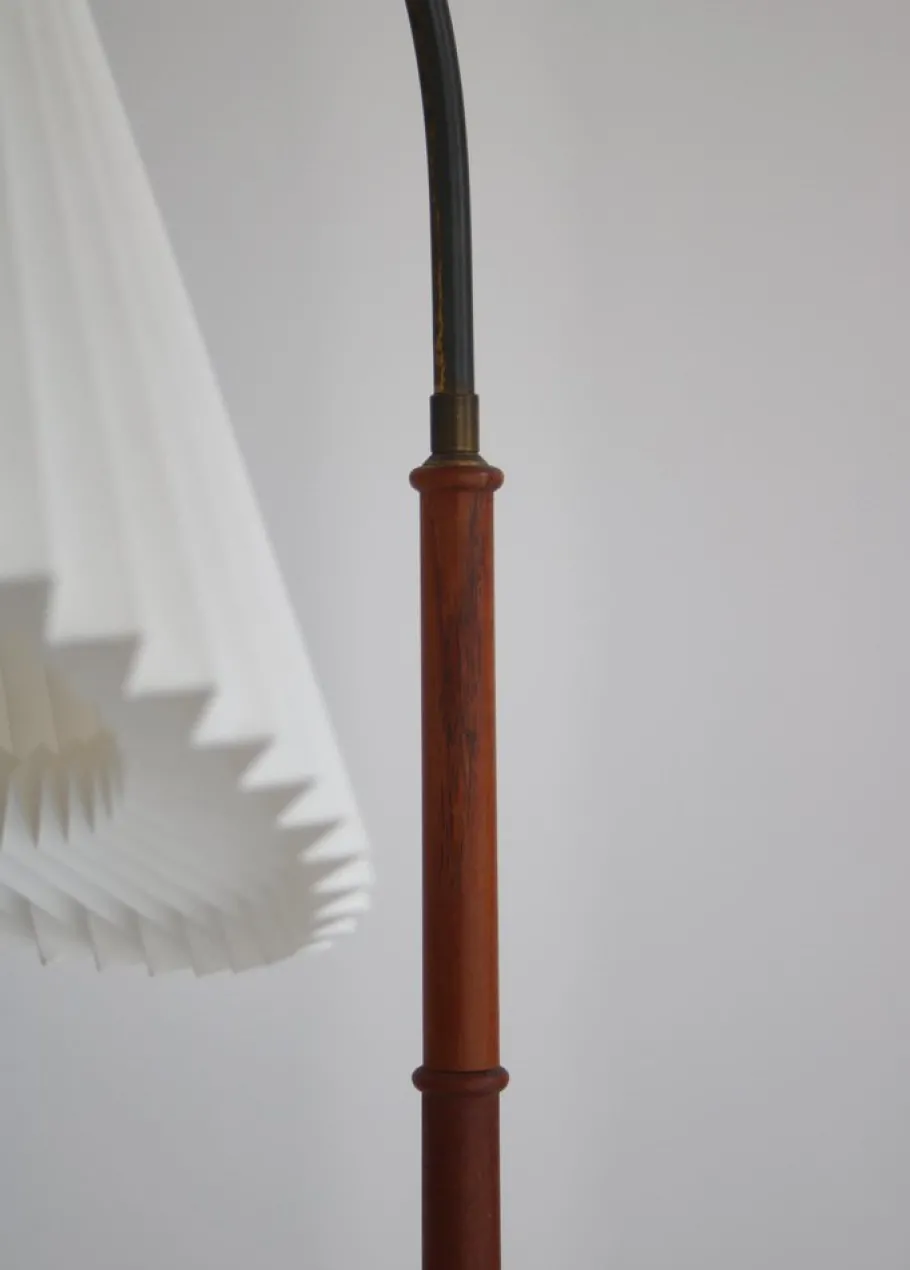 Hot Pamono Modern Danish Teak and Hand Folded Le Klint Shade Floor Lamp by Kaare Klint, 1950s