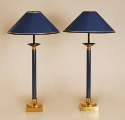 Sale Pamono Modern Gold and Blue Table Lamps from Maison Jansen, 1970s, Set of 2