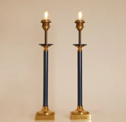 Sale Pamono Modern Gold and Blue Table Lamps from Maison Jansen, 1970s, Set of 2