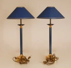 Sale Pamono Modern Gold and Blue Table Lamps from Maison Jansen, 1970s, Set of 2