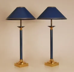 Sale Pamono Modern Gold and Blue Table Lamps from Maison Jansen, 1970s, Set of 2
