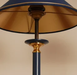 Sale Pamono Modern Gold and Blue Table Lamps from Maison Jansen, 1970s, Set of 2