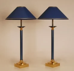 Sale Pamono Modern Gold and Blue Table Lamps from Maison Jansen, 1970s, Set of 2