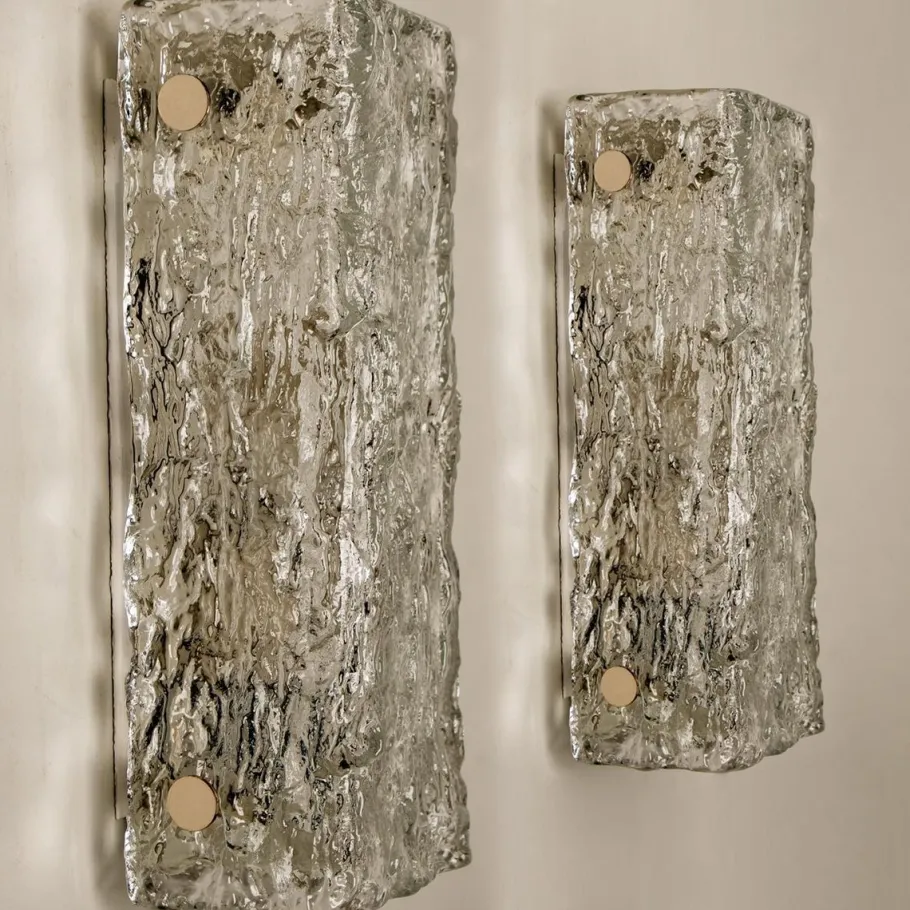 Best Pamono Modern Ice Glass Wall Light by J T Kalmar, Austria, 1960s