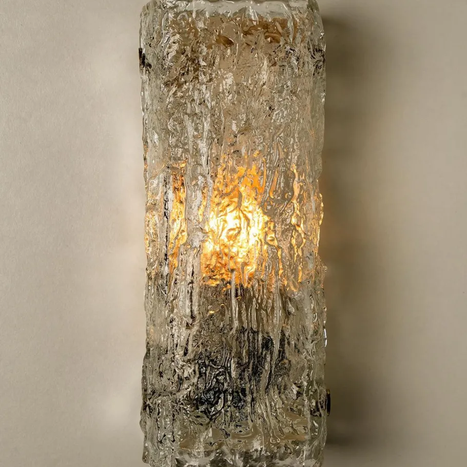 Best Pamono Modern Ice Glass Wall Light by J T Kalmar, Austria, 1960s