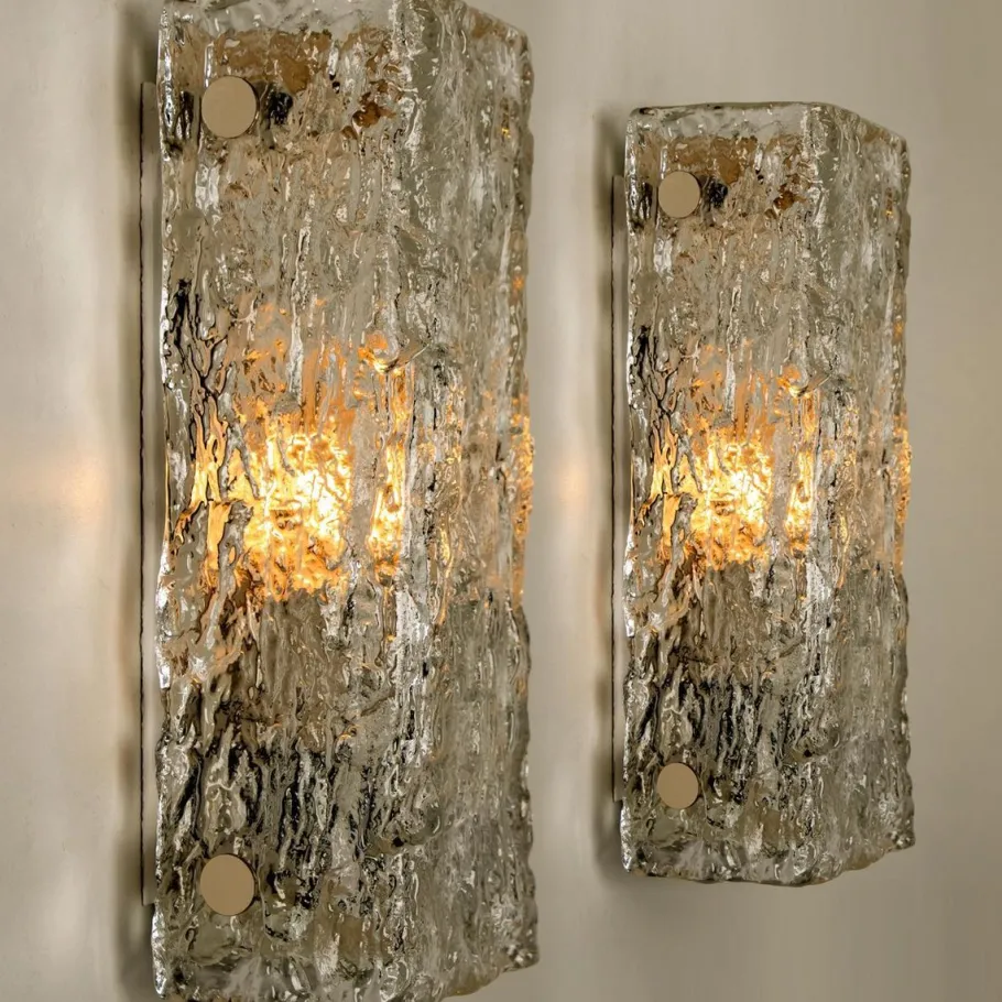 Best Pamono Modern Ice Glass Wall Light by J T Kalmar, Austria, 1960s