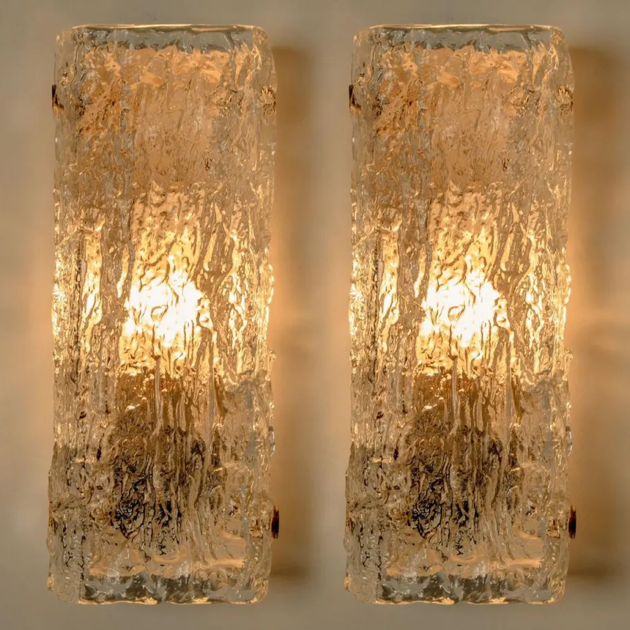 Best Pamono Modern Ice Glass Wall Light by J T Kalmar, Austria, 1960s