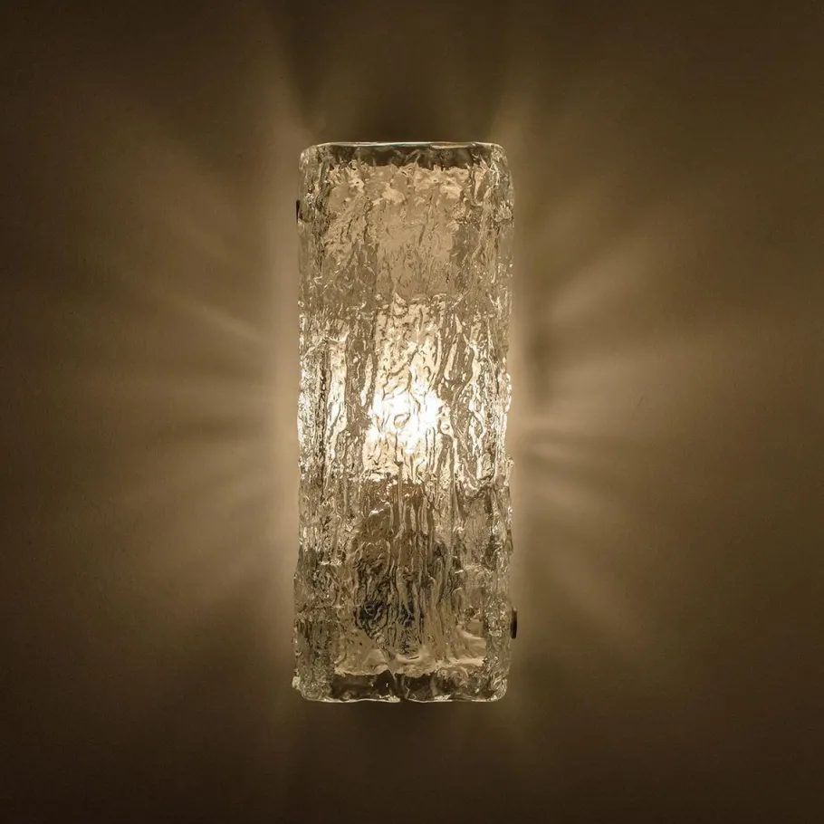 Best Pamono Modern Ice Glass Wall Light by J T Kalmar, Austria, 1960s