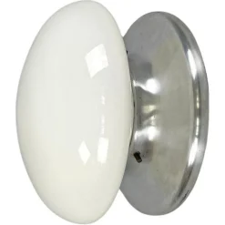 Best Pamono Modern Italian Round Base Wall Light in Opaline Glass and Metal attributed to Valenti Luce, 1970s