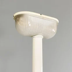 Discount Pamono Modern Italian White Metal and Knurled Glass Floor Lamp, 1980s