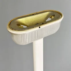 Discount Pamono Modern Italian White Metal and Knurled Glass Floor Lamp, 1980s