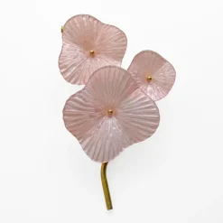 New Pamono Modern Murano Artistic Glass Pearly Pink and Brass Sconces, 1990, Set of 2