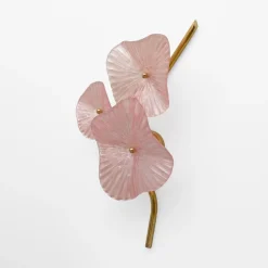 New Pamono Modern Murano Artistic Glass Pearly Pink and Brass Sconces, 1990, Set of 2