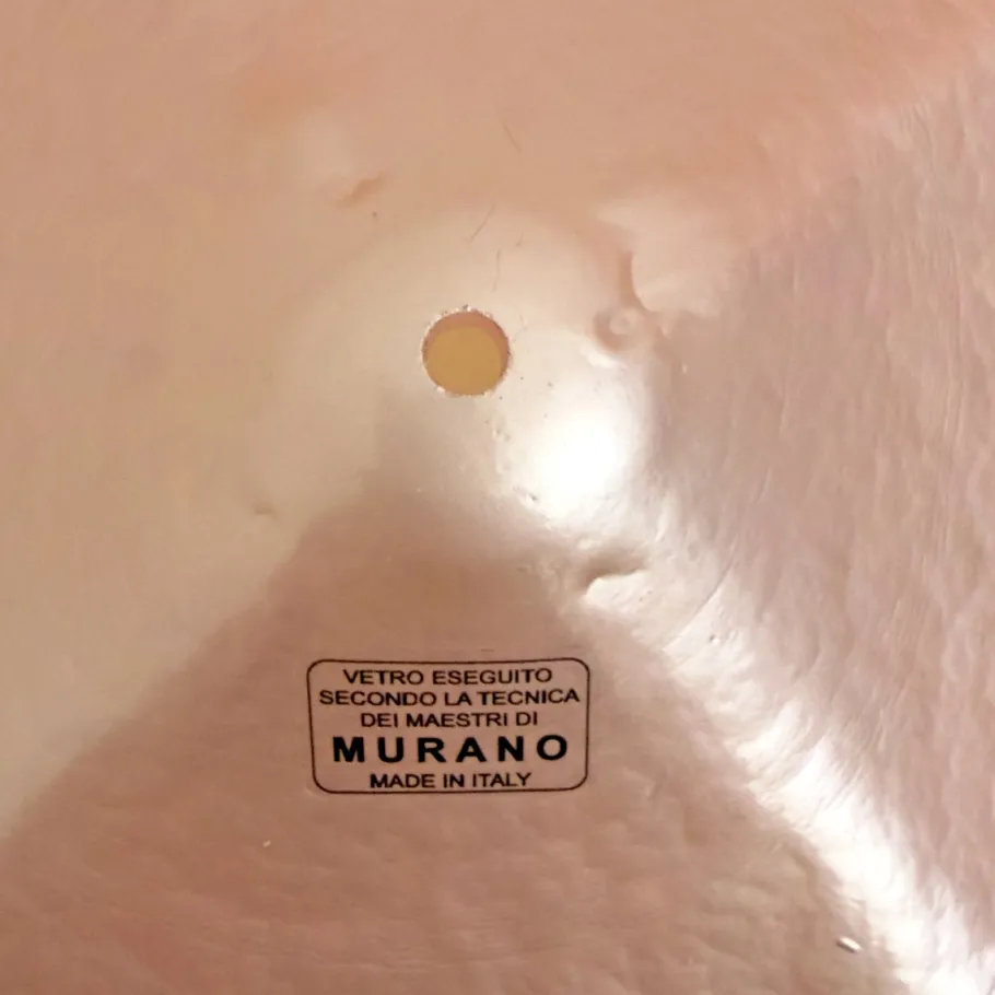 New Pamono Modern Murano Artistic Glass Pearly Pink and Brass Sconces, 1990, Set of 2