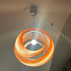 Discount Pamono Modern Orange and White Murano Glass Pendant from La Murrina, 1980s