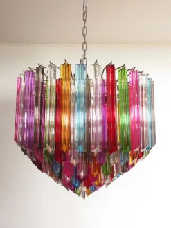 Discount Pamono Modern Quadriedri Murano Glass Chandelier with 163 Trasparent Prism Quadriedri, 1990s