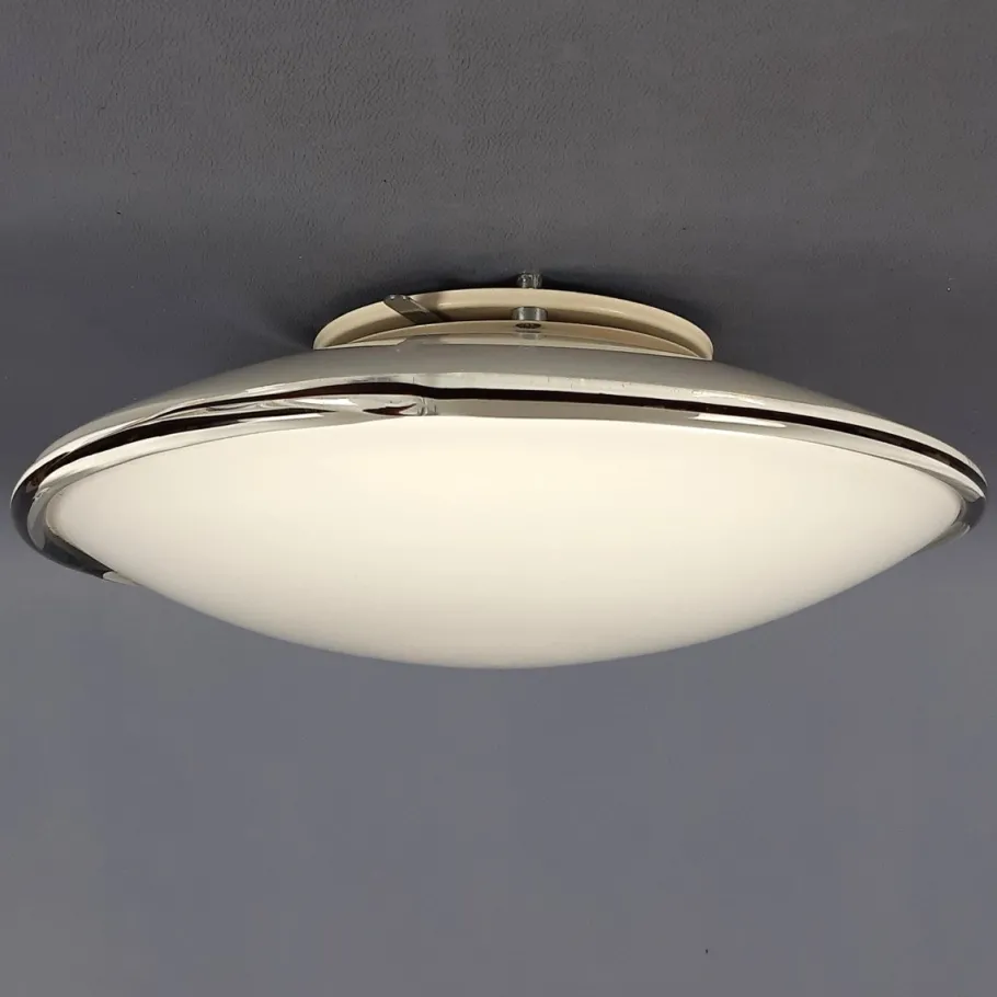 Best Pamono Modern Space Age Ceiling Lamp in White and Black Murano Glass, 1970s