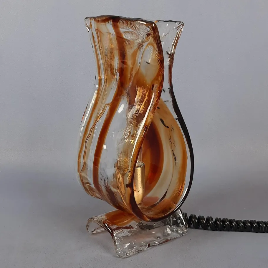 Clearance Pamono Modern Wavy Murano Glass Table Lamp form La Murrina, 1970s