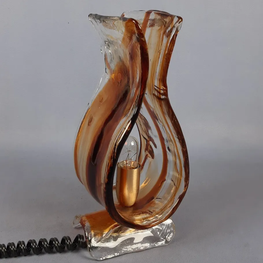 Clearance Pamono Modern Wavy Murano Glass Table Lamp form La Murrina, 1970s
